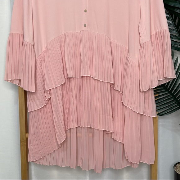 Zara Blush Pink Pleated Mini Dress Size XS - Picture 5 of 9